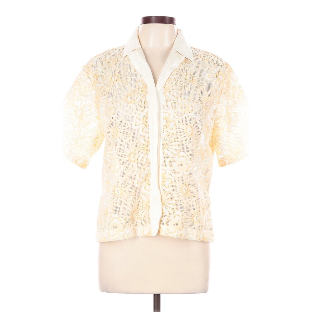 Sandro Paris Amarine Shirt Ivory Crochet Lace Blouse EU 3 - Picture 3 of 16